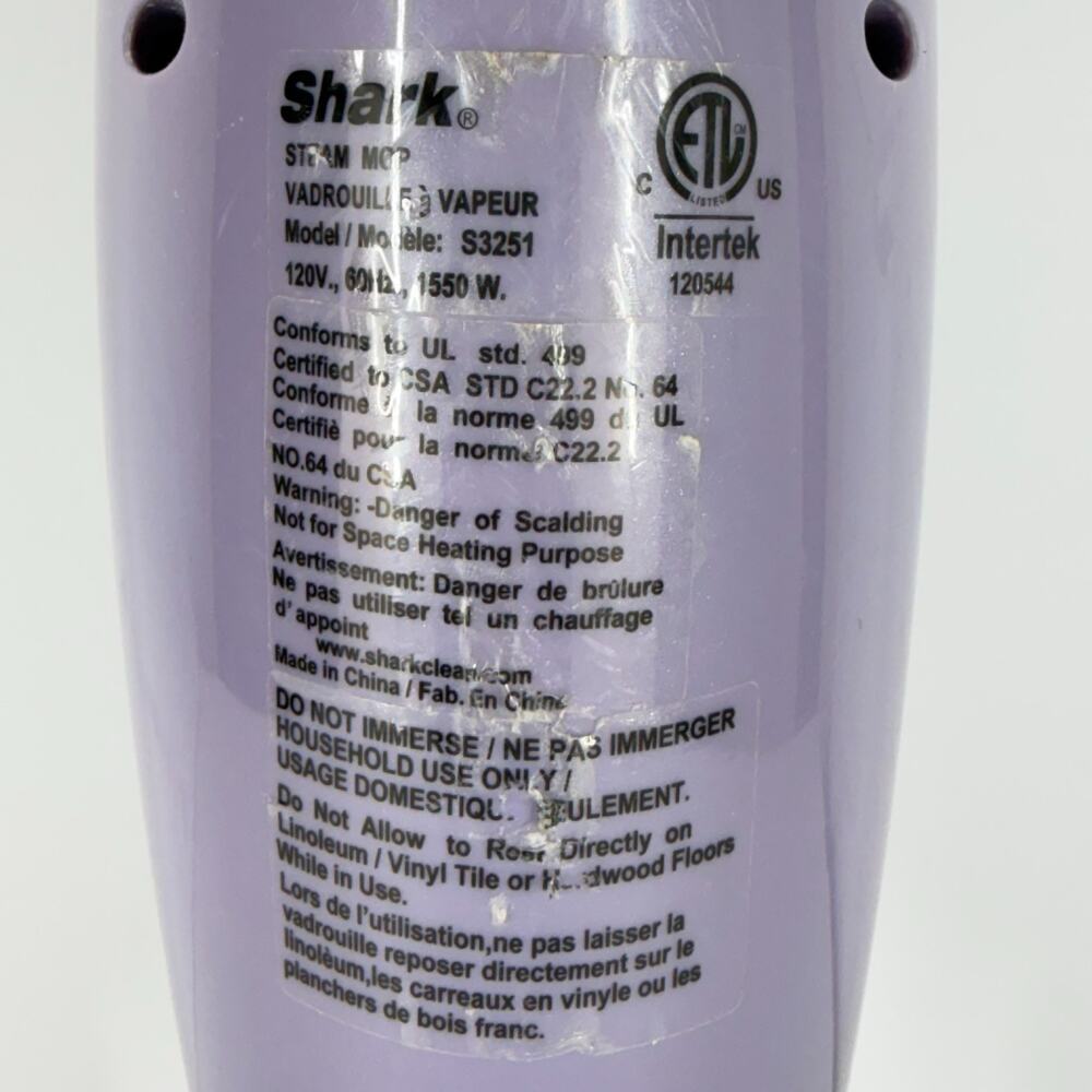 Shark Steam Pocket Mop Model S3251 Purple Motor Base Parts Only 120V 60HZ 1550W - Picture 3 of 9